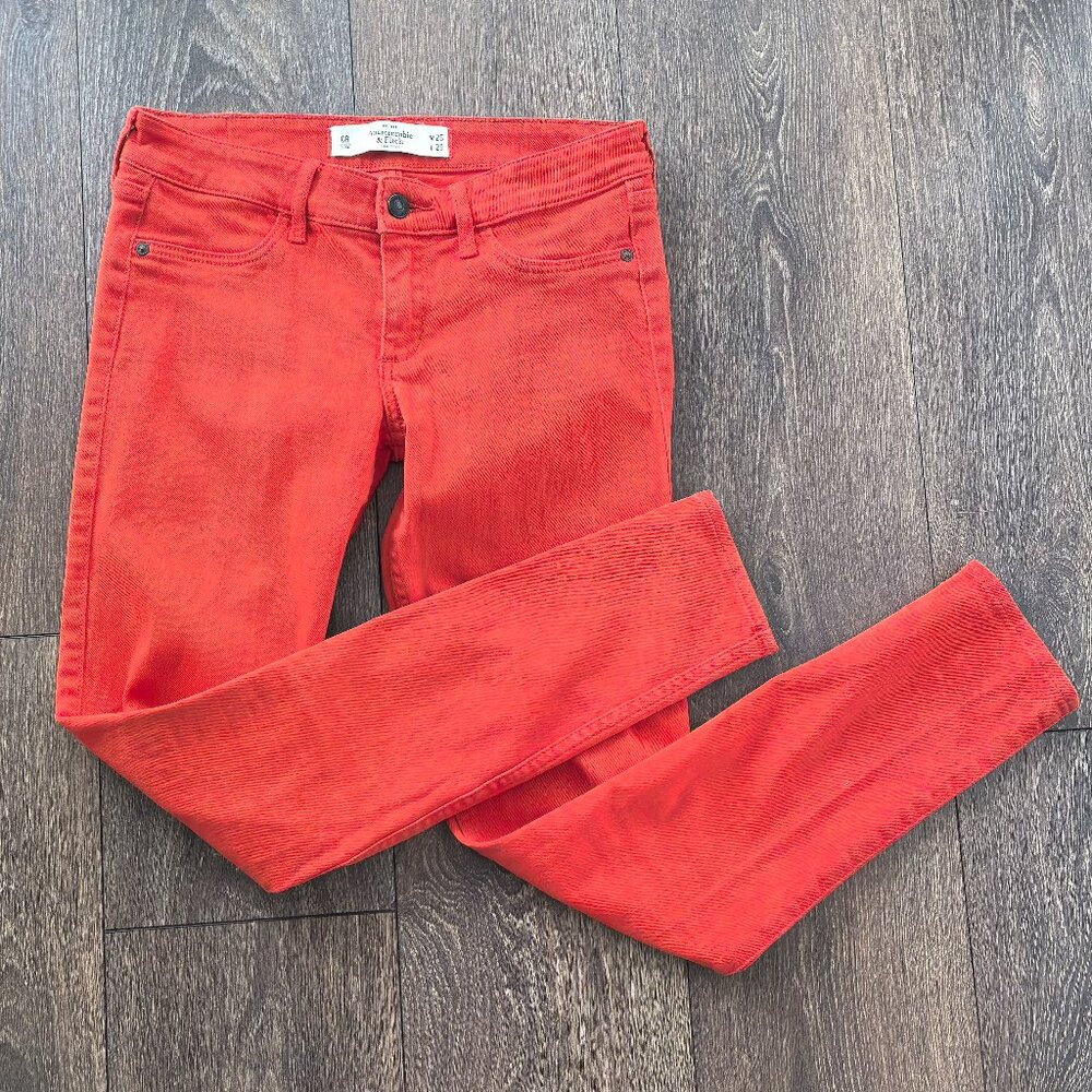 Abercrombie & Fitch Bright Red Skinny Jeans – W25 L29